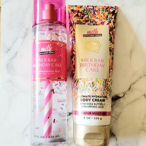 Bath & Body Works Birthday Cake Fragrance Mist and Body Cream Set